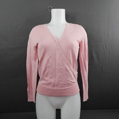 Halogen Womens Sweater XSP Pink Faux Wrap Pima Preppy Minimalist Academia NEW - Image 1 of 4