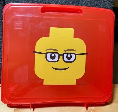 LEGO Minifigure Storage Case Smiling RED Head Glasses Project Case Carry Box - Image 1 of 3