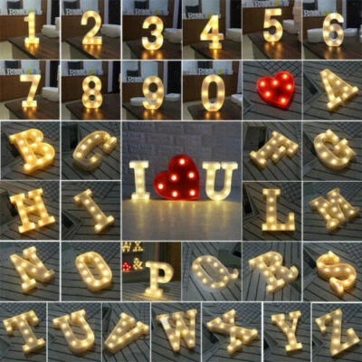 LED Light Up Alphabet Letters Warm White Lights Plastic Numbers Standing UK - image 1 of 4