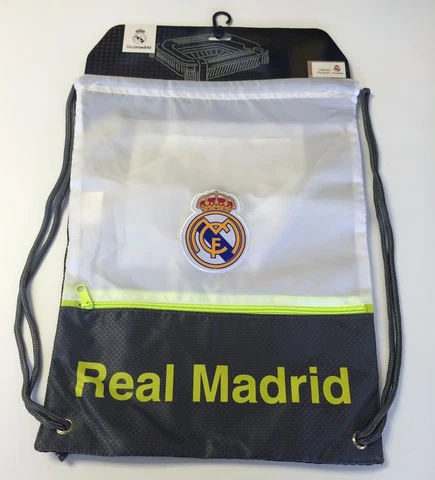 Real Madrid Cinch Bag Sack Soccer Book  Backpack Authentic Official grey white Cover