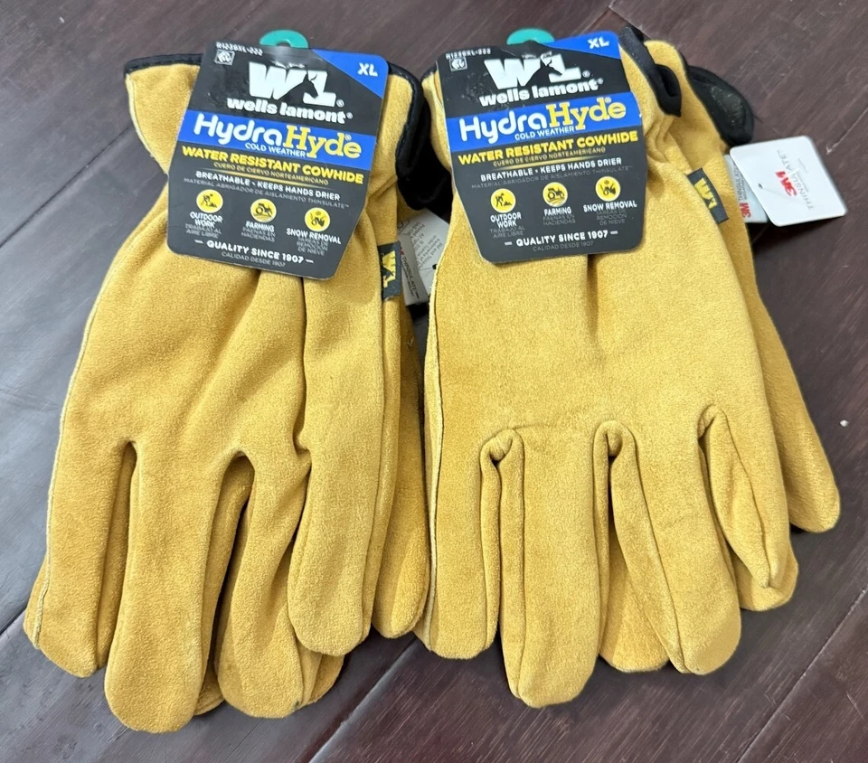 Две пары Wells Lamont водостойкая кожа гидрагид мужской XL перчатки 3M новый - Изображение 1 из 1