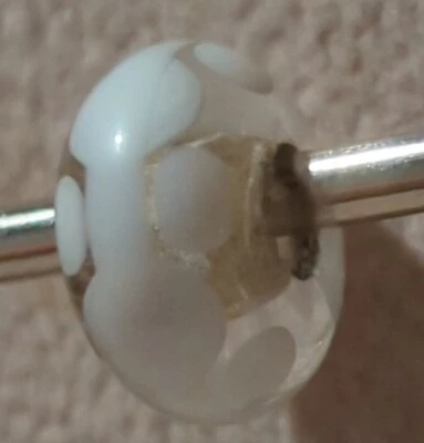 Cuentas de cristal de Murano blanco Trollbeads auténticas originales vintage principios de la década de 2000 PB02 Foto 1 de 3