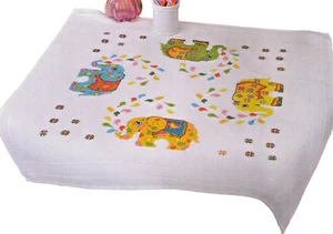 Stickpackung Decke 80x80 cm Elefanten Tiere, Kreuzstich Sticken - Bild 1 von 3
