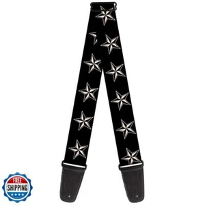 Tracolla per chitarra con fibbia stella nautica nero bianco larghezza 2 pollici - Foto 1 di 5