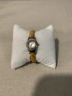 Quartz Silver & Brown(Orange) Amber Gemmed Bangle Watch Bracelet Wristlet