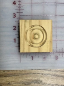 Set of 6 Unpainted Solid Wood Rosette Corner Block - Raw Pine Bulls Eye Pattern - Picture 1 of 4