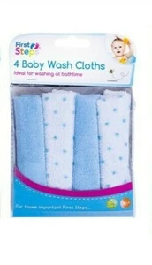 2 x 4 pack BLUE Baby Wash Cloths Soft Face Body Towel Flannel Machine Wash 0m+ - Picture 1 of 1