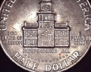1976 P Kennedy Half Dollar - Reverse Struck Through Filled Die Error