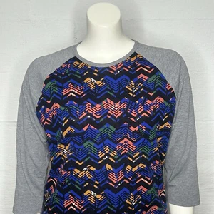 LuLaRoe Randy Shirt Multicolor 2 Tone 3/4 Sleeve Geometric Print Tee XL - Picture 1 of 15