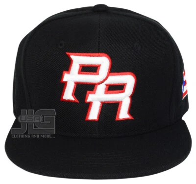 Gorra de béisbol acrílica Puerto Rico Snap Back Bandera 3D PR Flat Bill Rico NUEVA Foto 1 de 2