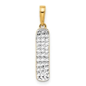 14k Two-tone Gold Diamond-cut Skateboard Pendant 1.18g L-25.5mm W-4.6mm for Mom - Picture 1 of 5