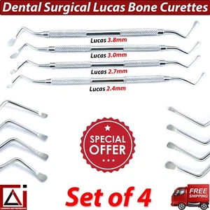 Lucas Surgical Curettes Restorative Instruments Surgery Bone Curette Set of 4 CE - Picture 1 of 6