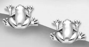 Massive Sterling Silber Frosch Kröte Ohrstecker 15 mm 3 g Fruchtbarkeit Glück Good Omen $ - Bild 1 von 2