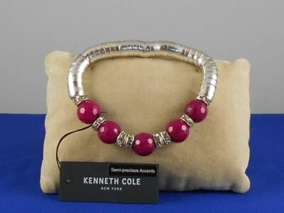 Pulsera elástica Kenneth Cole tono plateado facetado cuentas de bayas rondelle $45 Foto 1 de 3