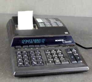 Monroe Classic Electronic 12 Digit Printing Calculator with Soft Cover - Working - Picture 1 of 8