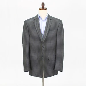 Perry Ellis 46L Gray Sport Coat Blazer Jacket Check 2B Wool - Picture 1 of 11
