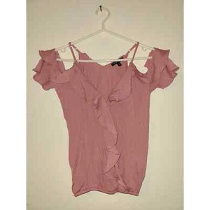 Moa Moa Blouse Top Women's Small Ruffled Off Shoulder Spaghetti Modern (CCC) - Picture 1 of 7