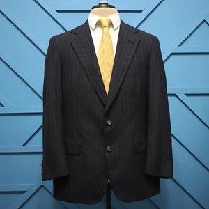 Ralph Lauren Polo University Club Sport Coat 41R Navy Pinstripe 2 Button Blazer - Picture 1 of 10