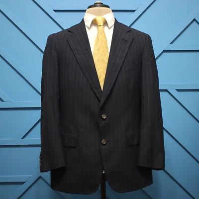 Ralph Lauren Polo University Club Sport Coat 41R Navy Pinstripe 2 Button Blazer - Image 1 of 4