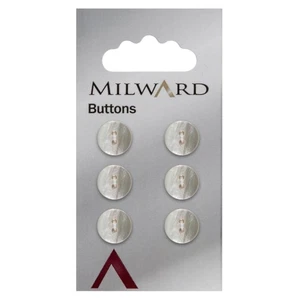 Milward Buttons: Carded: 11mm: 5 Packs of 6: 2-Hole Flat - Picture 1 of 2