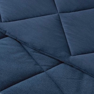 Diamond Stitch Navy Blue Pluah Velvet King Bed Comforter & Shams Set, 3 Pc - Image 1 of 3