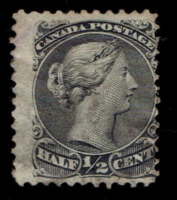 CANADÁ - 1868 - QUEEN VICTORIA 1/2c Negro - Sc #21a - Usado Foto 1 de 2
