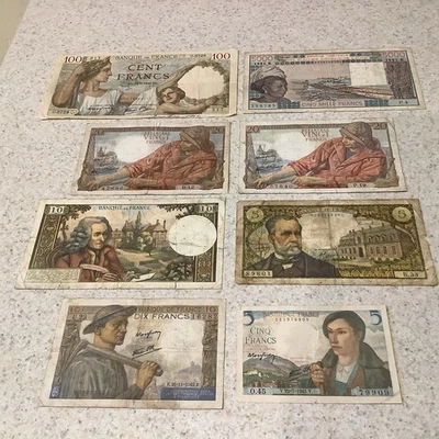 Lot Of 8 France Circulated Banknotes - Image 1 of 2