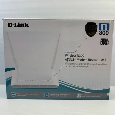 D-Link Wireless N300 ADSL2 Modem Router DSL-2750B Unused Free Tracked Postage - Image 1 of 4