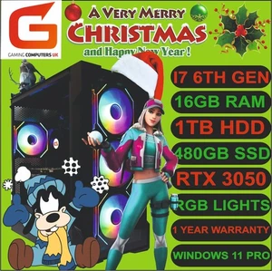 REDUCED TO CLEAR FOR XMAS GAMING PC I7 6th 16GB 1TB+480SSD RTX 8GB 3050 W11 - Picture 1 of 5