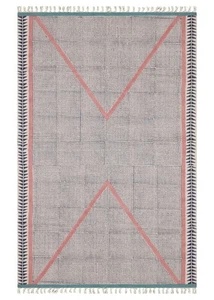 Area Rugs for Bedroom 4x6 Kilim Rug Handmade Boho Geometric Design Blue & Pin... - Picture 1 of 9