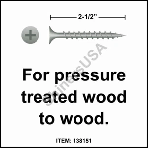 (2500) WAR Coated Exterior Screw 8 x 2-1/2 Phillips Bugle Head #138151 - Picture 1 of 1