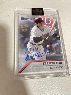 2022 Topps Archives Signature Series Carlton Fisk 1/1 On Card Auto SP SSP - Image 1 of 3