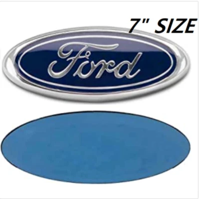 7" FORD AZUL Y CROMO 2005-2014 F150 PARRILLA DELANTERA/PORTÓN TRASERO emblema ovalado 1 pieza Foto 1 de 2