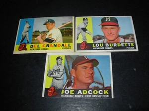 1960 Topps Baseball Milwaukee Braves-, Burdette, Crandall - Bild 1 von 2