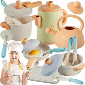 BUYGER Pretend Play Kitchen Accessories Toys Set, Cookware Pots And Pans Cooking - Picture 1 of 6