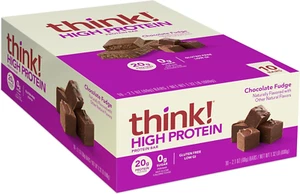 Think! Protein Bars, High Protein Snacks, Gluten Free, Kosher Friendly, Chocolat - Picture 1 of 12