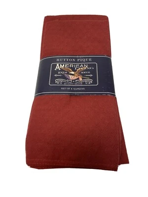 American Living Napkins Hutton Pique Deep Red Set of 4 NEW - Image 1 of 3