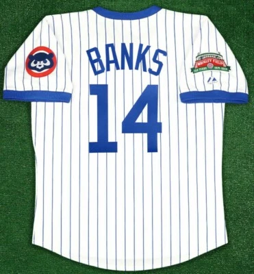 Camiseta deportiva AUTÉNTICA MAJESTUOSA GRANDE, CHICAGO CUBS ERNIE BANKS TBTC 6240 HECHA EN EE. UU. Foto 1 de 4