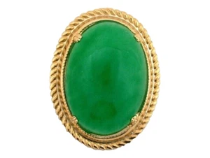 Prendedor de jade verde 25x18 cabina cabujón ovalado piedras preciosas color dorado EBS7632B/22025 - Imagen 1 de 2