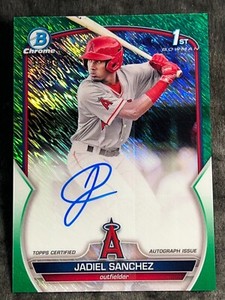 2023 Bowman 1st GREEN SHIMMER REFRACTOR PROSPECT ROOKIE AUTO Jadiel Sanchez /99