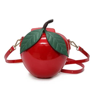Borsa a mano donna rossa a forma di mela PU cerniera a tracolla borsa messenger borse - Foto 1 di 9