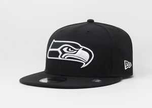 New Era 9Fifty Men Women Cap Seattle Seahawks Basic Black White Snapback Hat - Picture 1 of 5