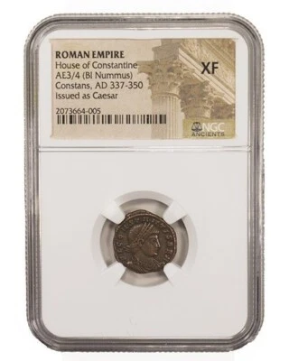 NGC XF AE3/4 of Constans AD337-350  EXTREMELY FINE NGC Ancients Certified Bronze - Image 1 of 2
