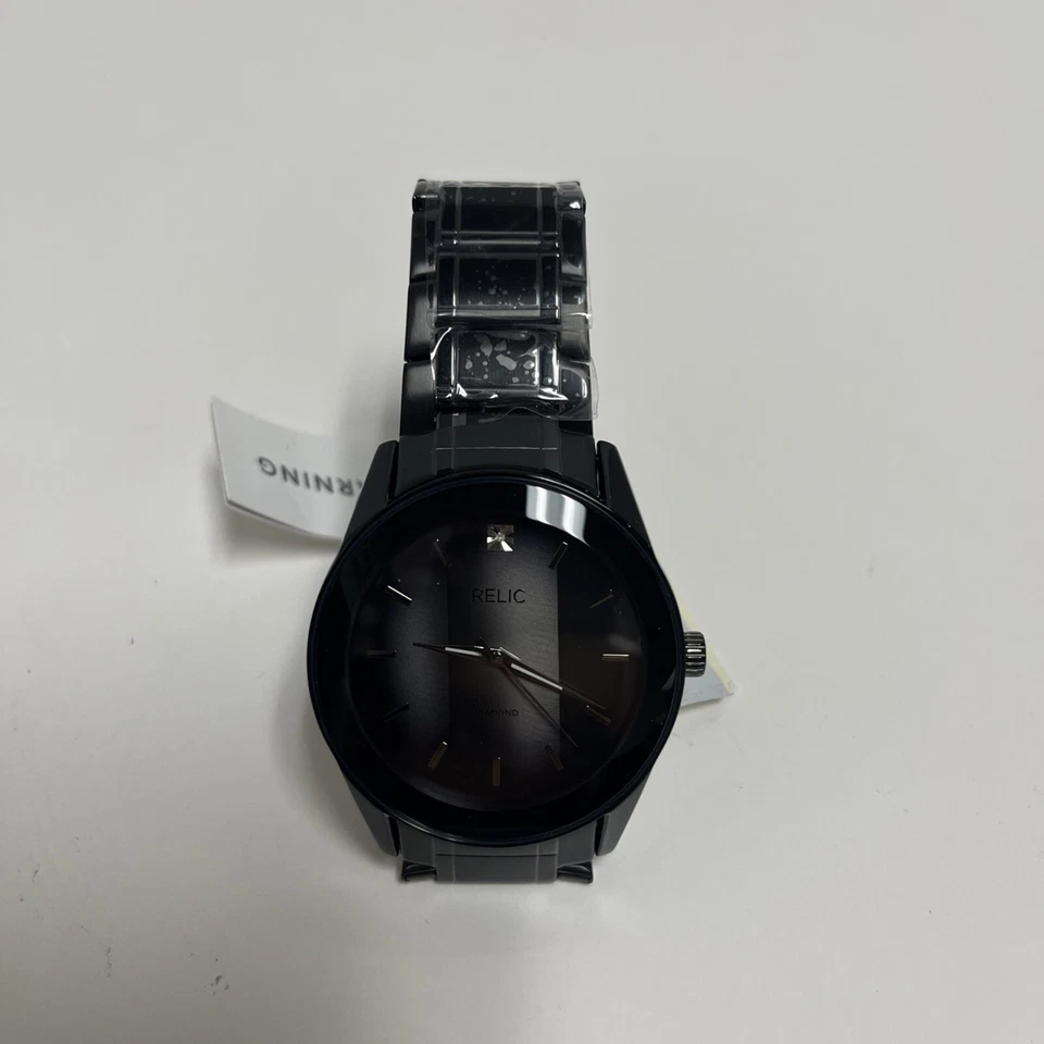 Relic By Fossil Men's Rylan Three-hand Black Stainless Steel Bracelet Watch