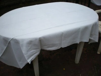 nappe ancienne blanche en damassée 163X122CM - Photo 1/4