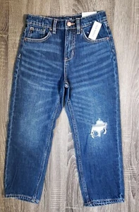Old Navy Slouchy Straight Jeans for Girls Size 8 Distressed High Rise NWT - Picture 1 of 14