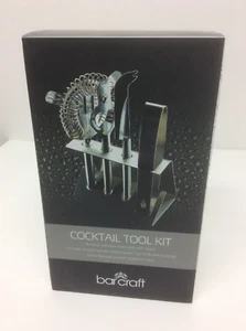 BarCraft  4Pcs Cocktail Tool Kit Strainer, Opener, Knife and Tongs with Stand - Picture 1 of 5