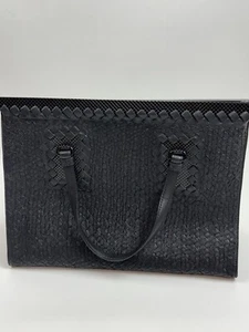 BOTTEGA VENETA Intrecciato Leather Satchel Bag in BLACK #210 - Picture 1 of 16