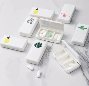 Mini Waterproof Pill Box Medicine Case Holder Travel White Flamingo New - Picture 1 of 9