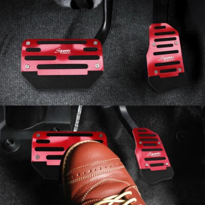 2PCS Red Non Slip Automatic Pedal Brake Foot Treadle Cover Auto Car Accessories - Image 1 of 4